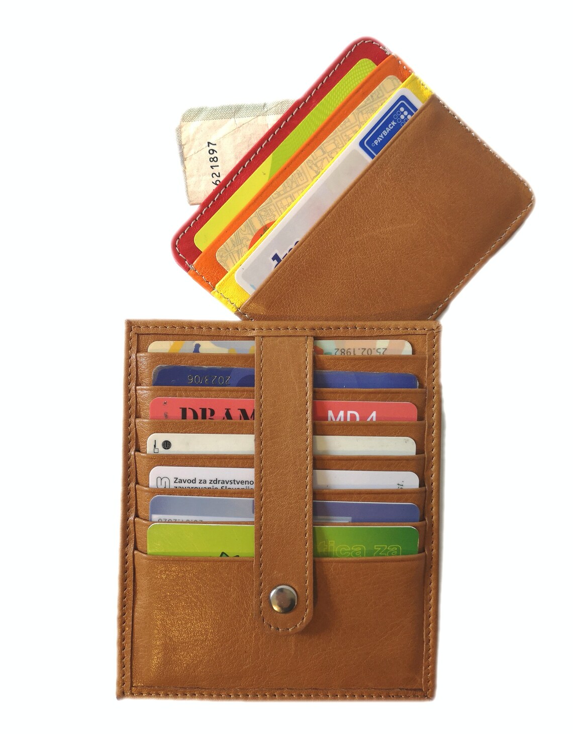 7 pocket cardholder brown leather cardholder handmade slim Etsy