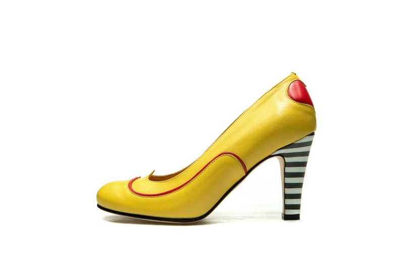 Yellow Handmade High Heel Shoes/ Women's Yellow Leather - Etsy