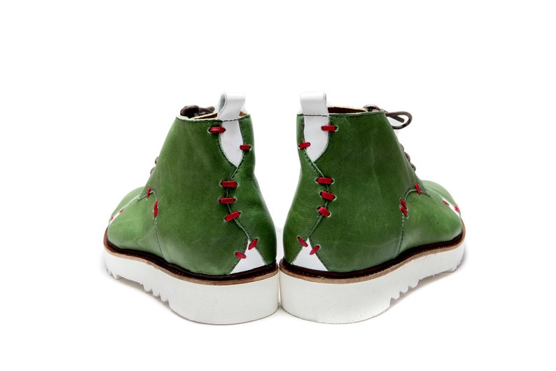 Men's Green handmade shoes/ Green ankle boots/ Comfortable men's shoes/ Men's leather ankle boots/ Green Oxford shoes/ Unique men shoes image 5