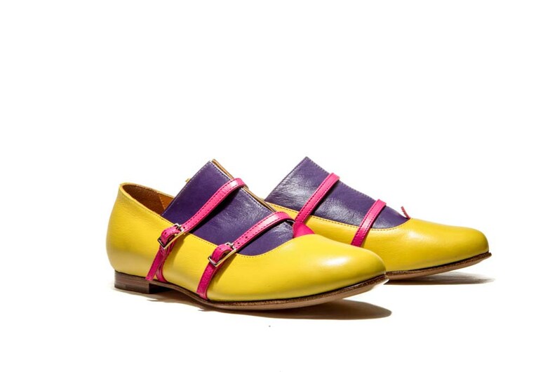 yellow leather flats womens