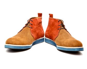 SAMPLE SALE/ SIZE 41/Handmade brown  Chukka Boots/ men's suede desert ankle boots/ Lace up men's shoes/ Last minute Christmas gifts