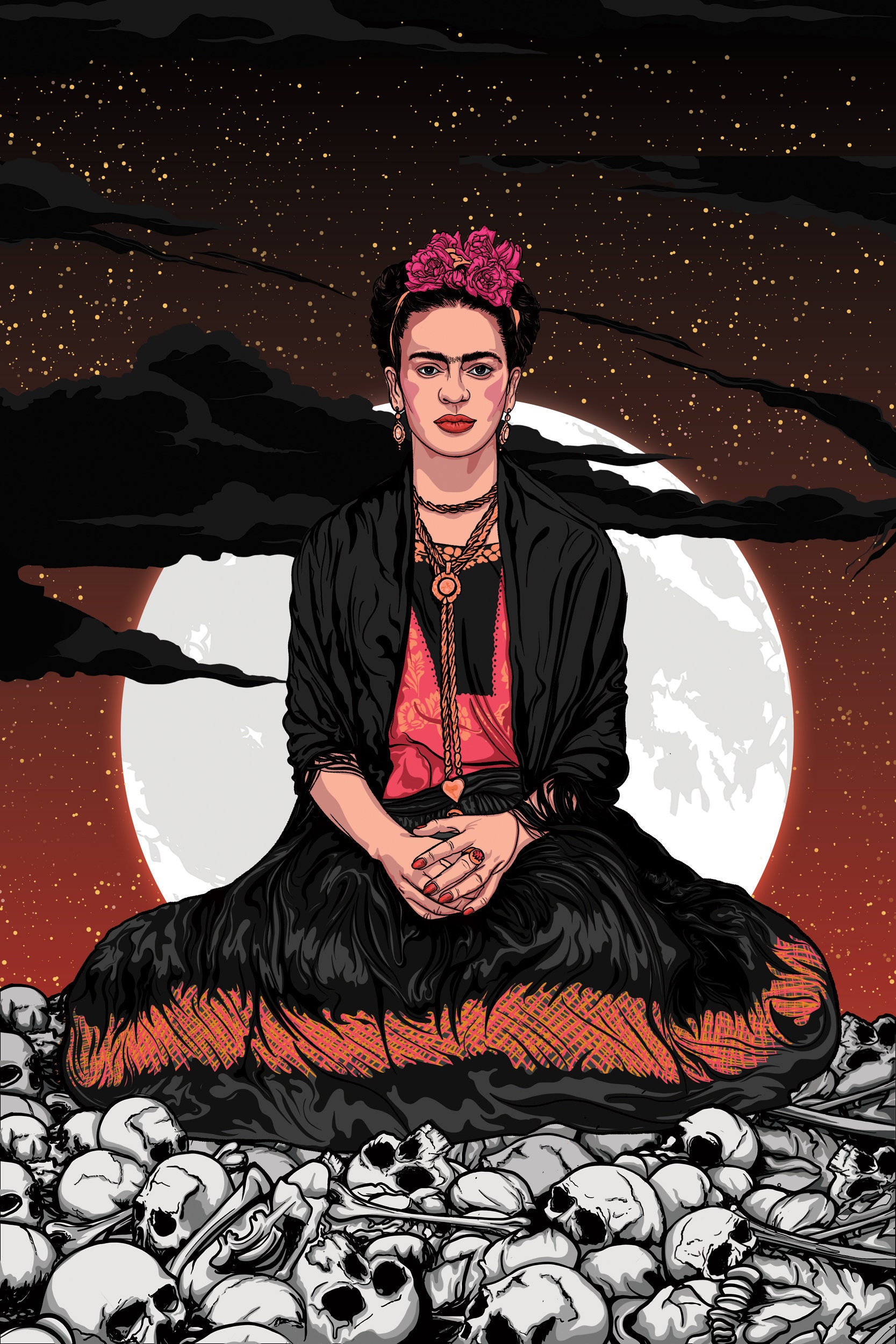 Girl with Death Mask Homage to Frida Kahlo Etsy