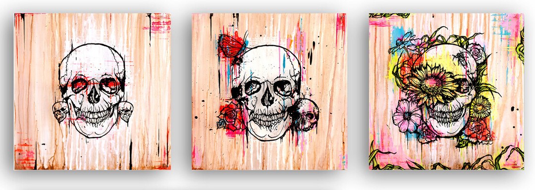 Red Death & the Birth of Sunface (triptych) - Etsy