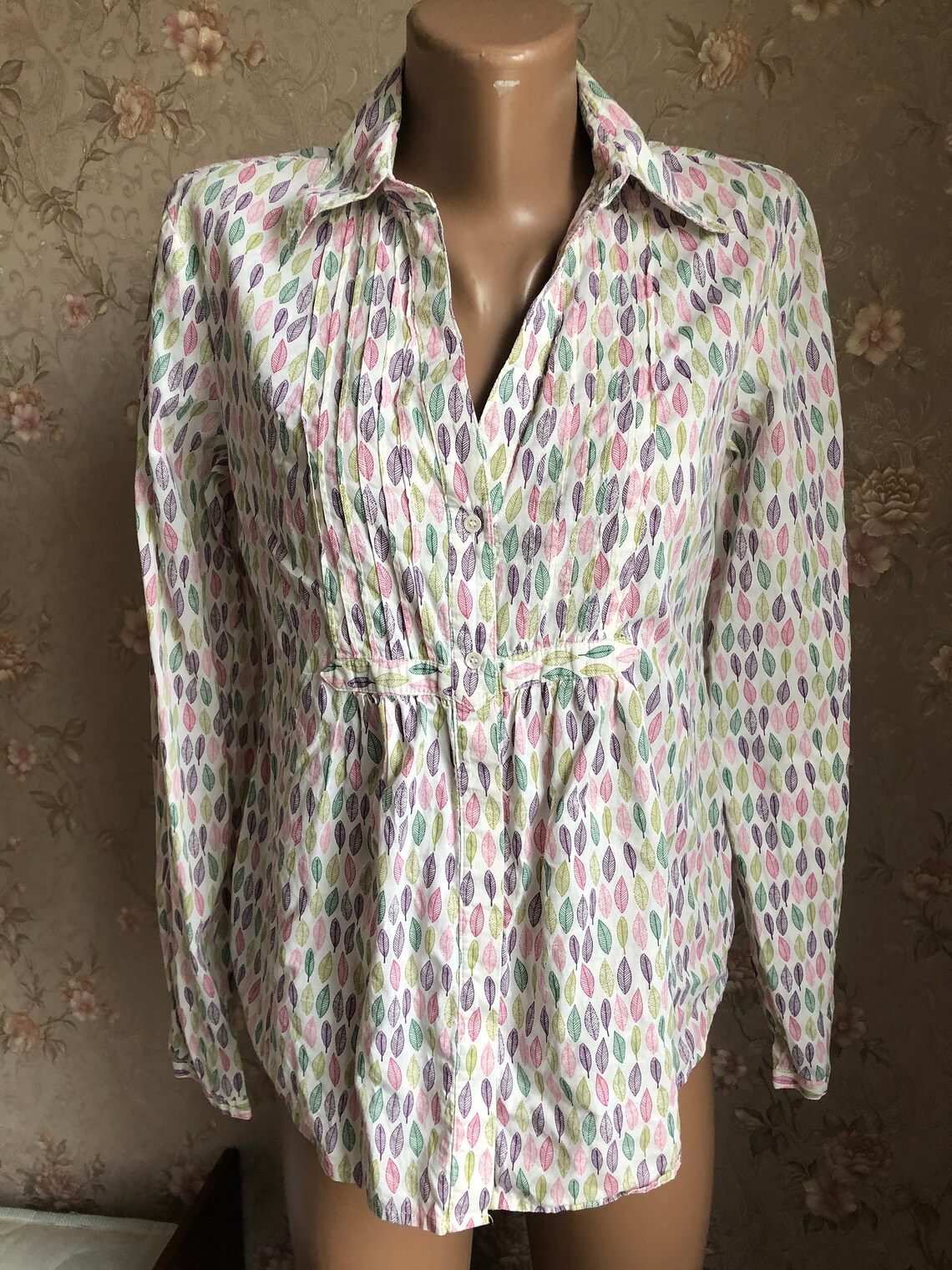 Laura Ashley vintage blouse leaves print | Etsy