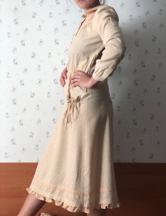 Vintage wool dress Swinger dress Plaid dress