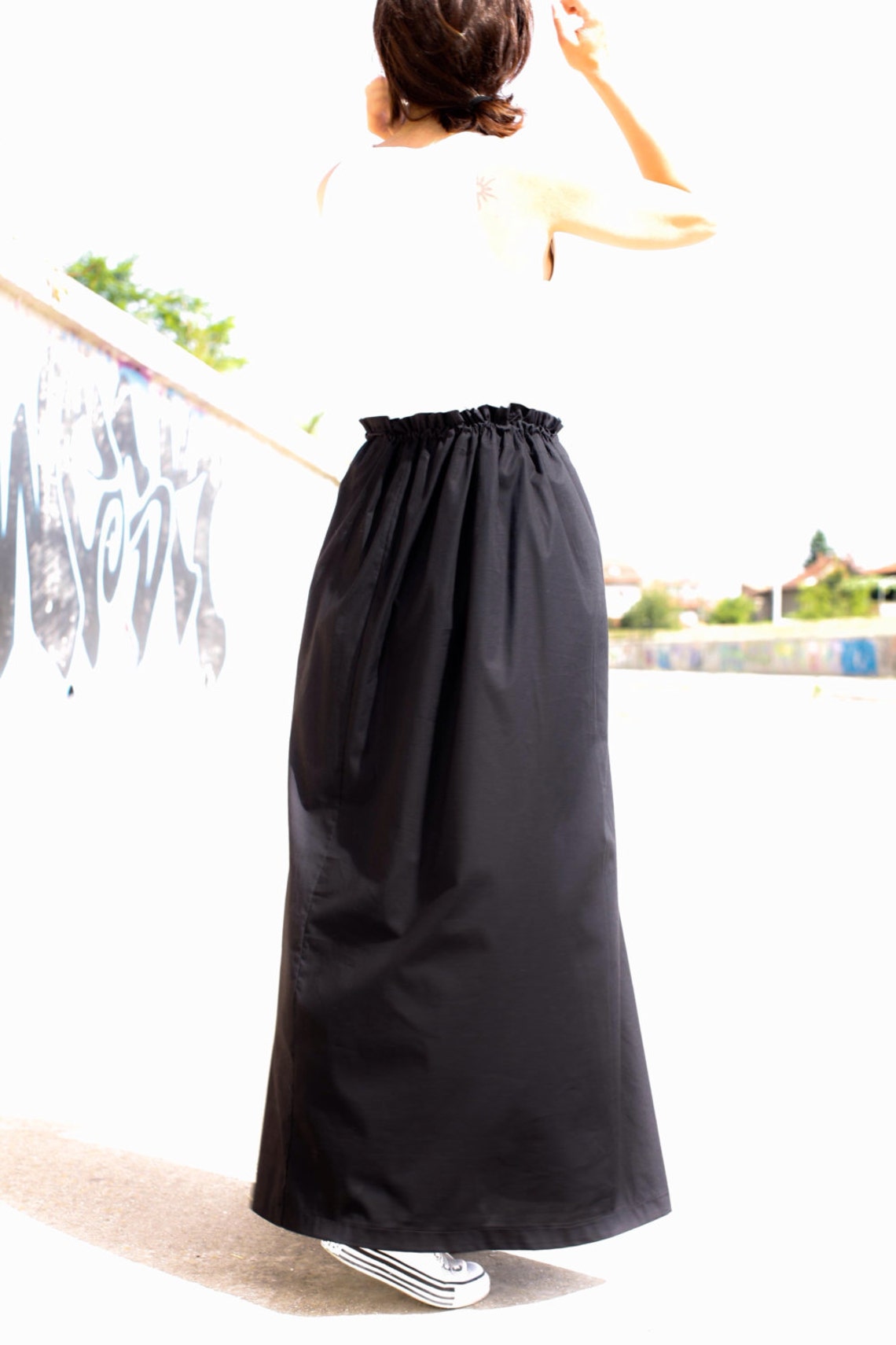 Black Skirt Maxi Skirt Long Skirt Cotton Skirt Casual - Etsy