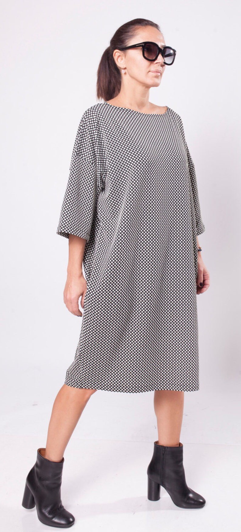 Plus size Dress, Polka Dot Dress, Maxi Dress, Oversize Dress, Day Dress, Extravagant Dress, Loose Dress, Dresses for women