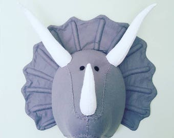 stuffed dinosaur head wall mount