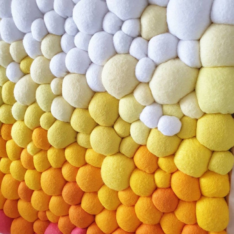 Felt Wall Art Yellow Abstract Felt Blob Textile Art Wall Etsy