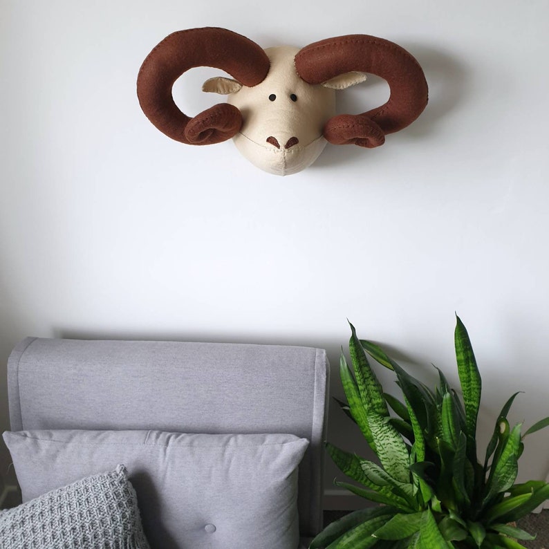 RAM Faux Taxidermy Felt Wall Mounted Animal Head Etsy