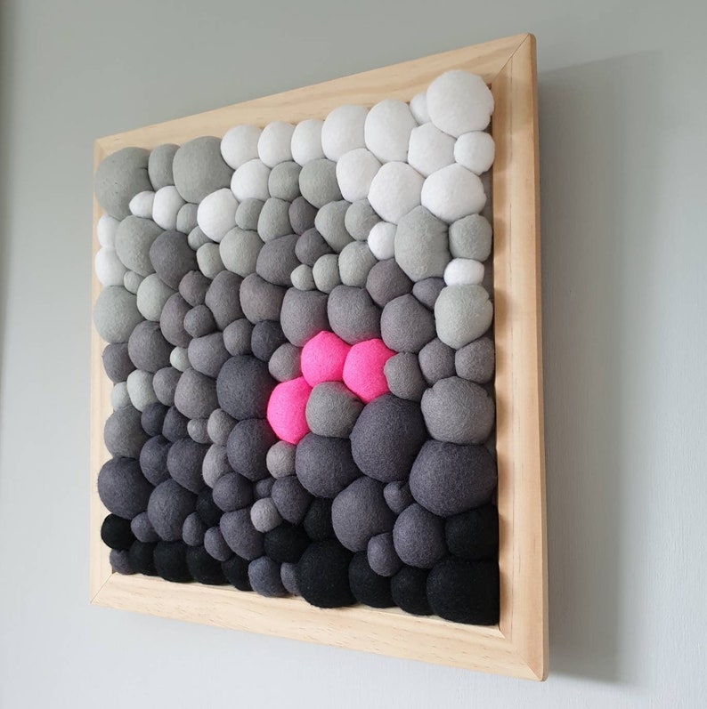 Felt Wall Art Abstract Blob Textile Wall Decor Greyscale / Etsy