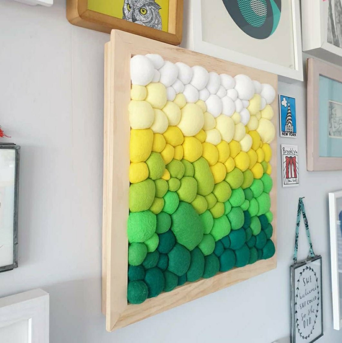 Felt Wall Art Abstract Blob Textile Wall Decor Green Etsy