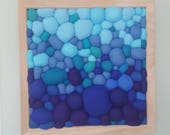 Felt Wall Art - Blue Abstract Felt Blob Textile Art - Wall Decor - Blue Tonal number 3