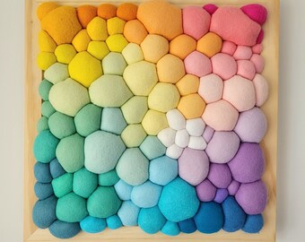 Pastel Rainbow Felt Wall Art - Abstract Tactile Blobs