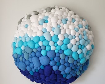 Giant Felt Wall Art - Blue Abstract Tactile Blob