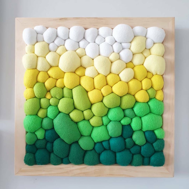 Felt Wall Art Abstract Blob Textile Wall Decor Green Etsy
