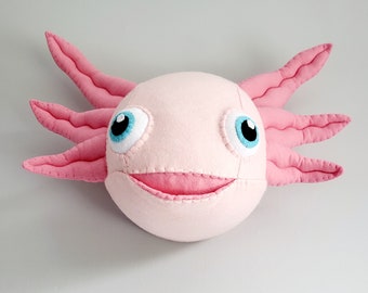 AXOLOTL - Faux Taxidermy amphibian - Felt Wall Mounted Animal Head - Axel Axolotl