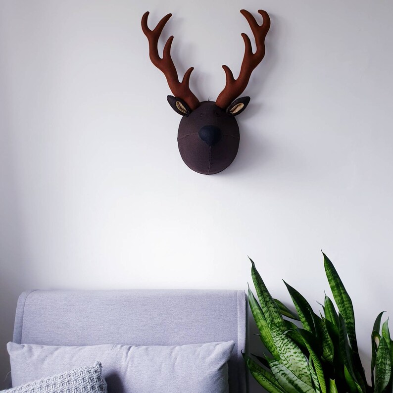 STAG Faux Taxidermy Deer felt Wall Mounted Animal Head Etsy UK