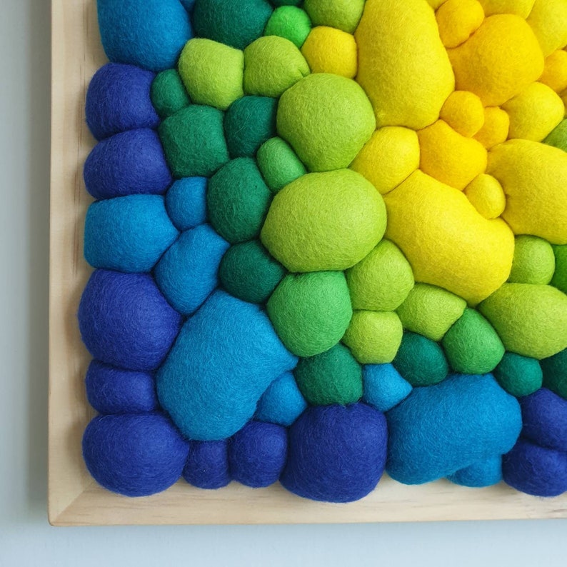 Felt Wall Art Abstract Blob Textile Wall Decor Blue Yellow Etsy