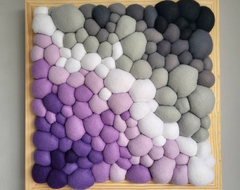 Felt Wall Art - Abstract Purple Grey Diagonal Blobs