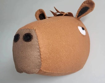 CAPYBARA - Faux Taxidermy - Felt Wall Mounted Animal Head - Calvin Capybara