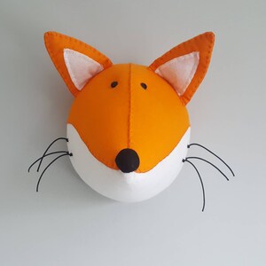 FOX Faux Taxidermy Felt Wall Mounted Animal Head Fred Fox orange wall decor. image 5