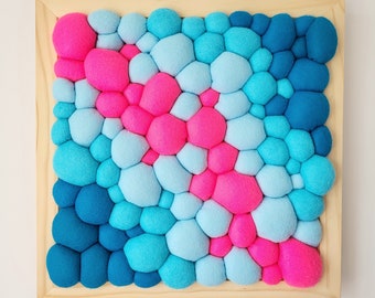 Neon Pink Felt Wall Art - Abstract Tactile Blobs