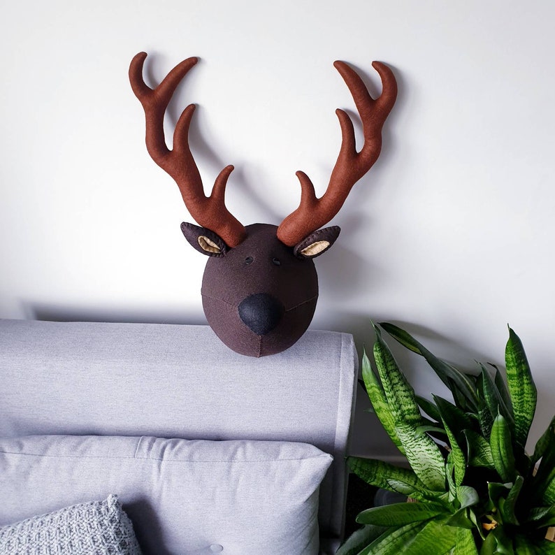 STAG Faux Taxidermy Deer felt Wall Mounted Animal Head Etsy UK