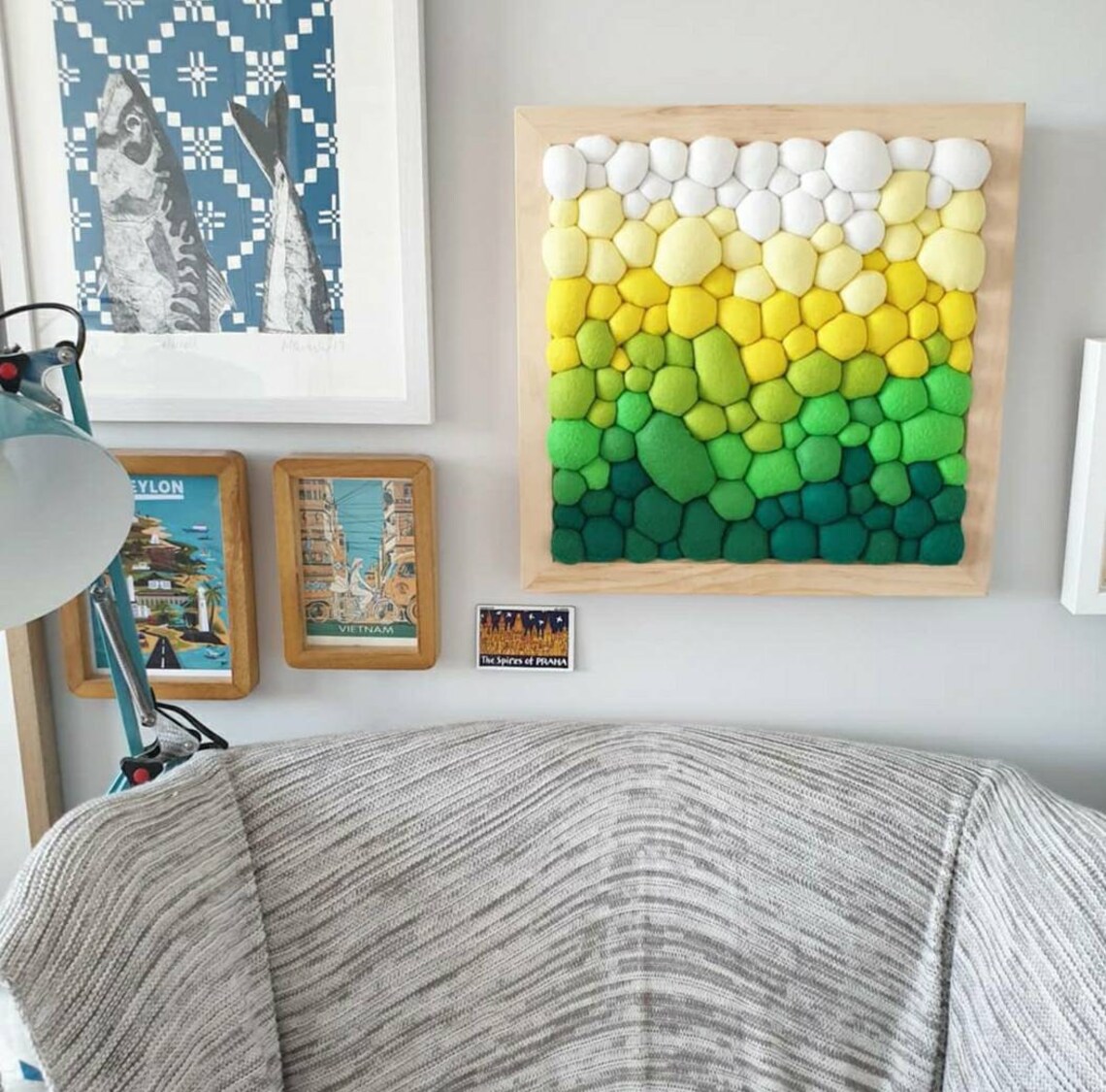 Felt Wall Art Abstract Blob Textile Wall Decor Green Etsy