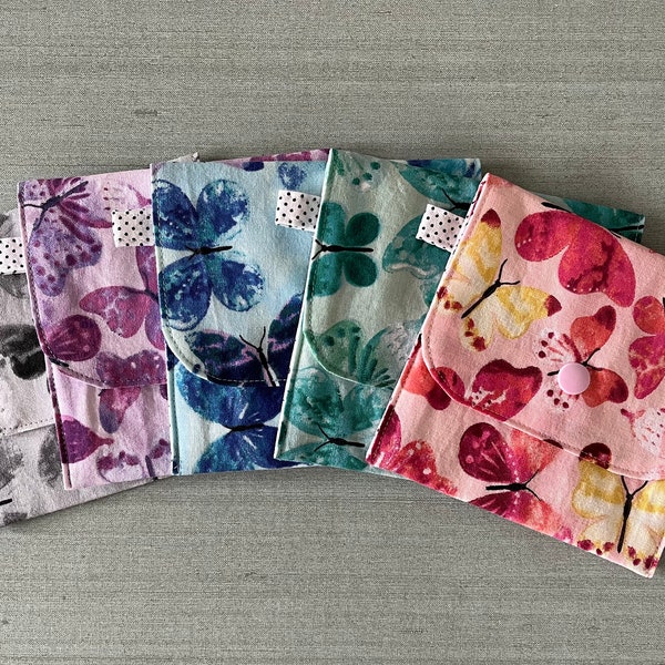 Butterfly Snap Pouch - Ladies Privacy Pouch - Purse Organizer - Notions Pouch - 100% Cotton - Handmade