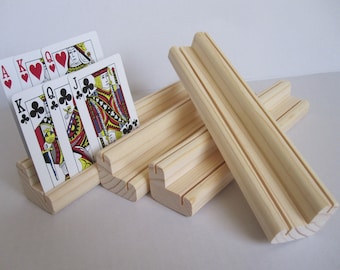 3 Rows Child /& Adult Friendly NEW Four Wood Wooden Playing Card Holders