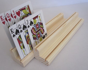 Two Levels Wooden Playing Card Holder Rack Set of Four