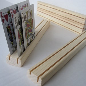 SET OF FOUR /Playing Card Holder Rack Wooden