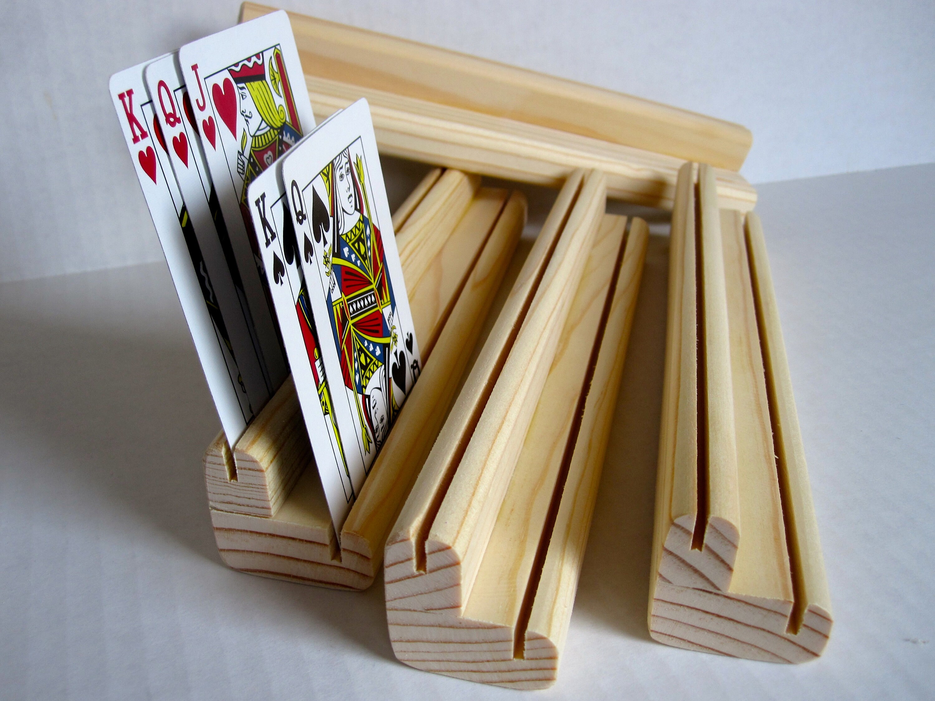 GSE Games & Sports Expert 14-Slot Wood Playing Card Holders – Rummy, Hand & Foot, Canasta, UNO