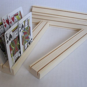 SET OF FOUR /Playing Card Holder Rack Wooden