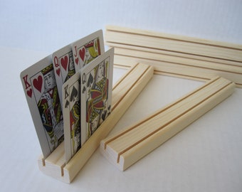 SET OF FOUR /Playing Card Holder Rack Wooden