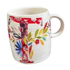 Starla M. Halfmann Anthropologie Letter Initial Monogram •T• Mug Floral image 1