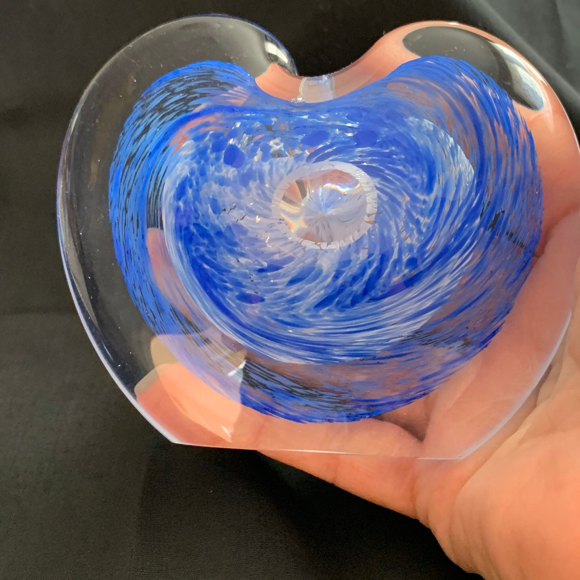 Vintage Hand Blown Blue and Clear Glass Heart Flower Vase 4 Etsy
