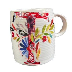 Starla M. Halfmann Anthropologie Letter Initial Monogram •T• Mug Floral image 2