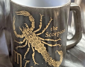 Vintage Scorpio Zodiac Coffee Mug Astrology MCM USA Federal Glass Milk Glass