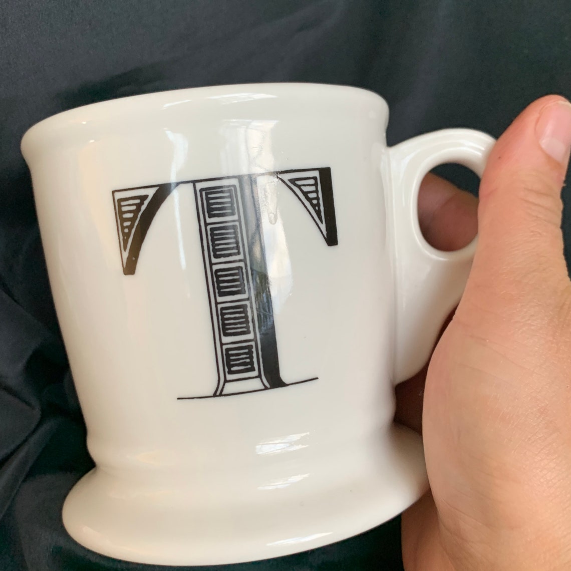 Vintage Anthropologie Monogram Letter T Coffee Mug Shaving Cup Etsy