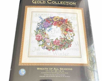 Dimensions Gold Collection Wreath Of All Seasons Cross Stitch Kit 35040 New