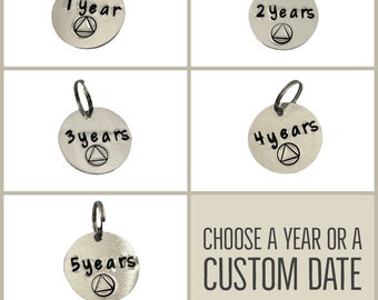 One year sober anniversary gift, Custom sobriety keychain, Sober gift, 2 year sobriety, 3 year sobriety, 4 year sobriety, 5 year sobriety