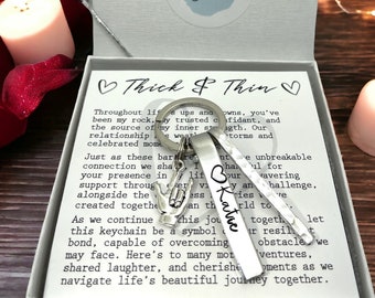 Personalized gift for husband boyfriend or partner, I love you gift, Thick and thin keychain Best friend gift, custom name gift for him