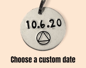 Custom sobriety anniversary gift keychain, Sober gift, 1 year sobriety, Recovery anniversary gift, addiction anniversary gift,last one sober
