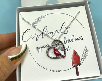 Cardinal Necklace, Memorial Necklace, Loss of Loved One, Cardinal Jewelry for loss of a loved one, Cardinals appear when loved ones are near
