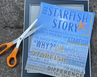 Starfish Story It Matters To This One Inspirational Print, Teacher Appreciation Gift, Beach Wall Art Coastal Decor, INSTANT DIGITAL DOWNLOAD