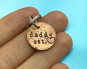 Custom Personalized Penny Keychain for Dad, Penny Keychain, New Dad, First Father's Day, from Baby, from Child, Husband, from Daughter, Son