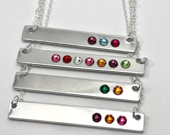 Mothers Day Jewelry Custom Gift for her, Mothers Birthstone Bar Necklace