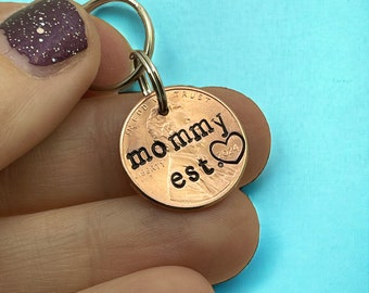 Custom Personalized Penny Keychain for Mom, Penny Keychain, New Mom, First Mothers Day, from Baby, from Child, Wife, from Daughter, from Son